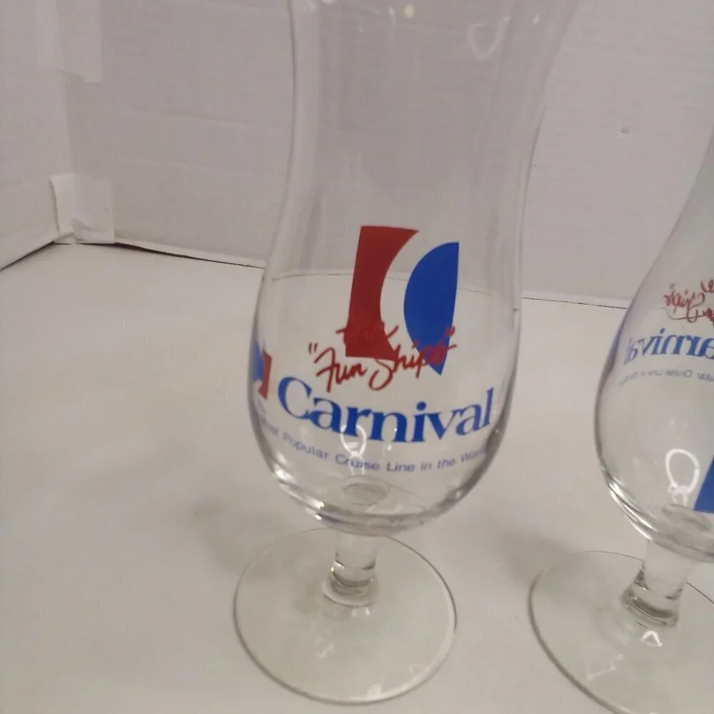 Vintage Carnival Cruise Line Cocktail Wine Glass Lot of 2 The Fun Ships 8